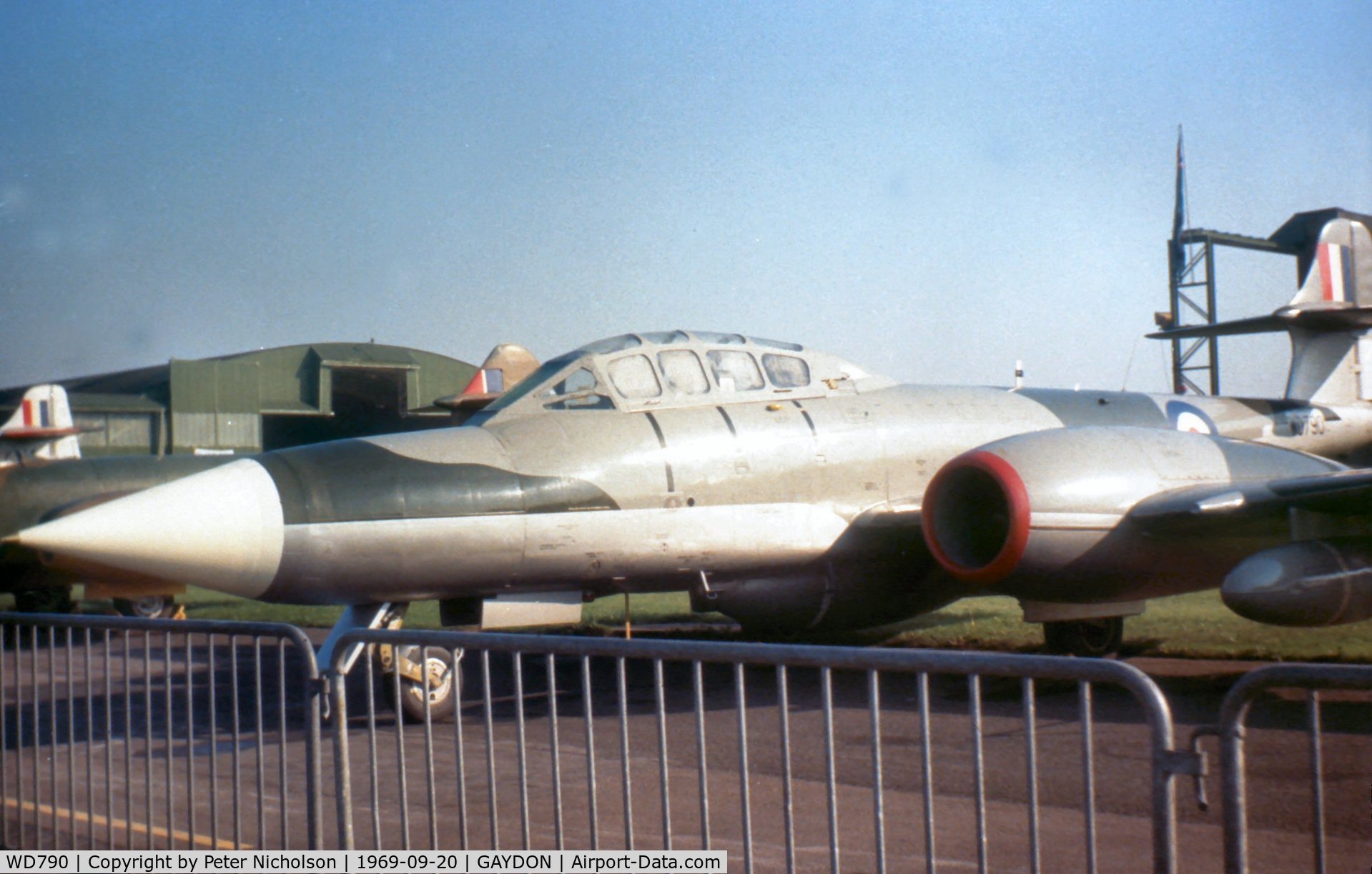 WD790, 1952 Gloster Meteor NF.11 C/N Not found WD790, Meteor NF.11 radar trials aircraft from the Royal Radar Establishment at Pershore on display at the 1969 Battle of Britain Airshow at RAF Gaydon.