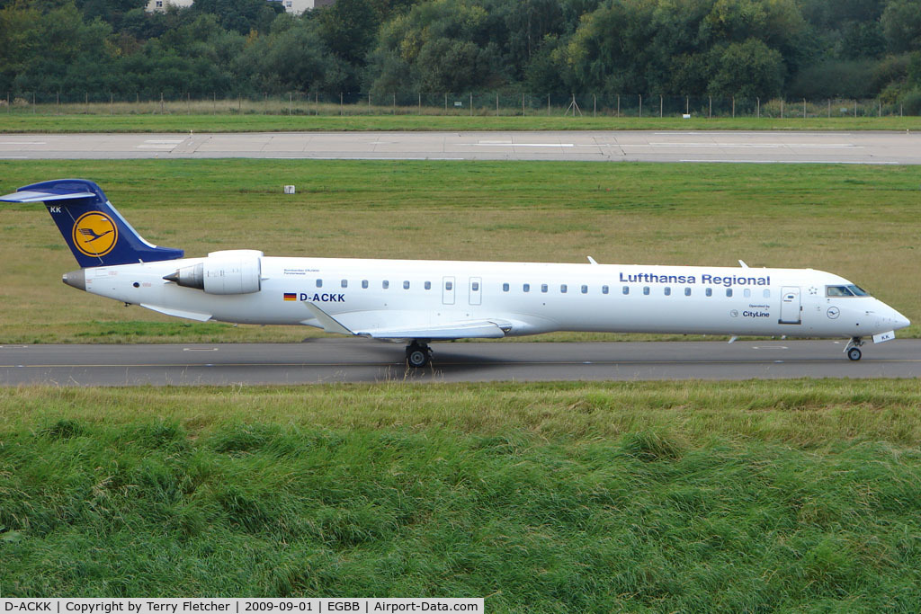 D-ACKK, 2006 Bombardier CRJ-900LR (CL-600-2D24) C/N 15094, Lufthansa CRJ-900 about to depart from Birmingham UK