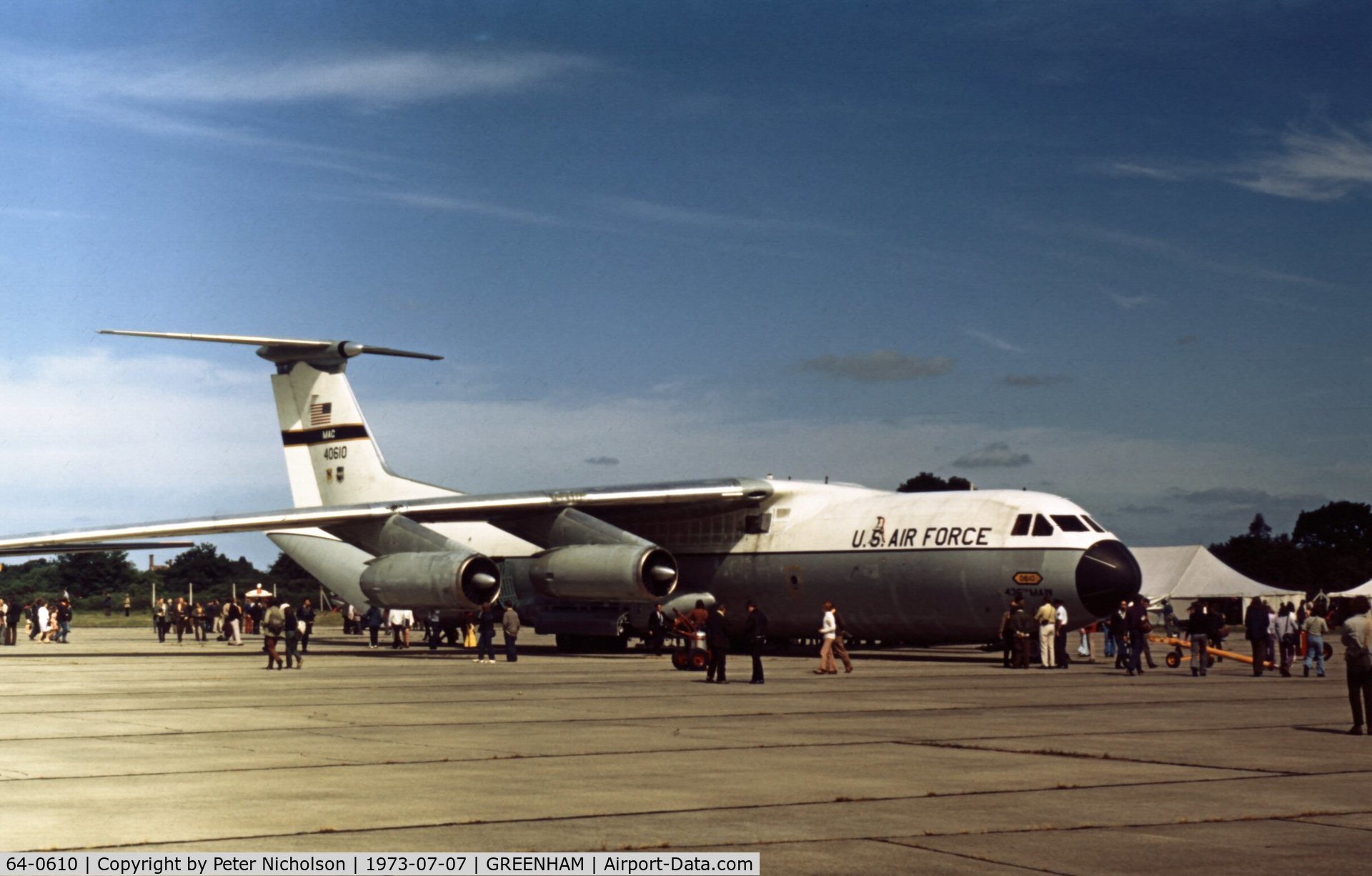 64-0610, 1964 Lockheed C-141A Starlifter C/N 300-6023, Another view of the 436th Military Airlift Wing's C-141A at the 1973 Intnl Air Tattoo at RAF Greenham Common.