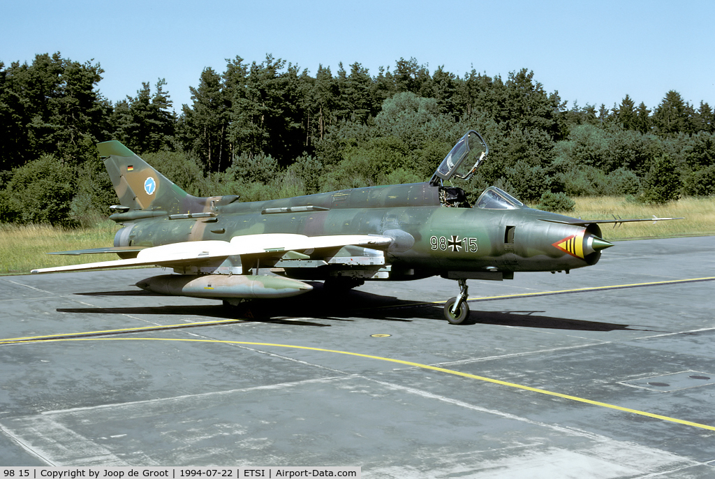 98 15, Sukhoi Su-22M-4 C/N 30915, Former East German AF Su-22 used for trials by WTD 61 at Manching. Testing of the Su-22 lasted for seven years and ended in 1998.