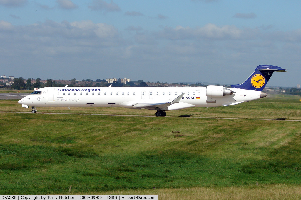 D-ACKF, 2006 Bombardier CRJ-900LR (CL-600-2D24) C/N 15083, Lufthansa CRJ-900 about to depart from Birmingham UK