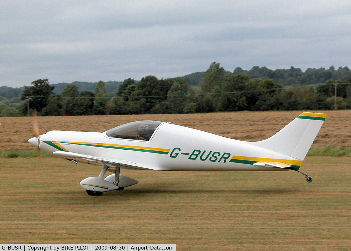 G-BUSR, 1995 Aero Designs Pulsar C/N PFA 202-12356, ABOUT TO DEPART RWY 25. BRIMPTON FLY-IN