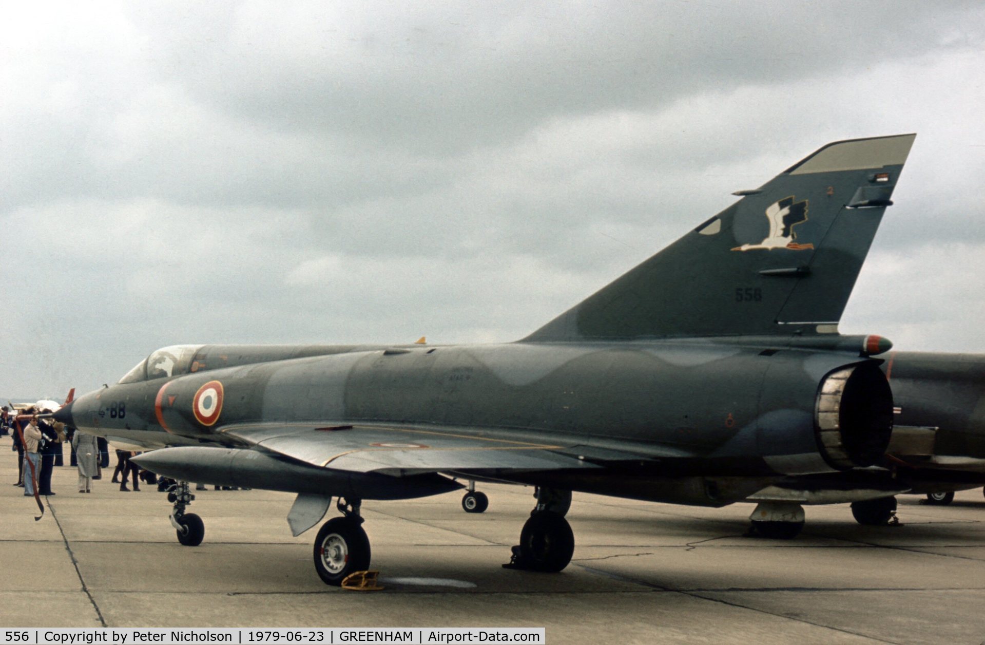 556, Dassault Mirage IIIE C/N 556, Another view of the Mirage IIIE of EC 2/4 at the 1979 Intnl Air Tattoo at RAF Greenham Common.
