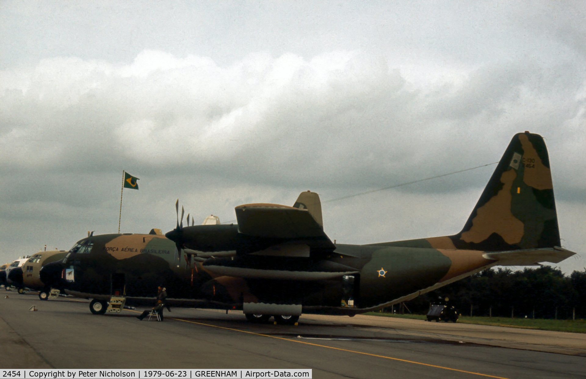 2454, Lockheed C-130E Hercules C/N 382-4114, C-130E Hercules of 1 Grupo Transportes of the Brazilian Air Force at the 1979 Intnl Air Tattoo at RAF Greenham Common.