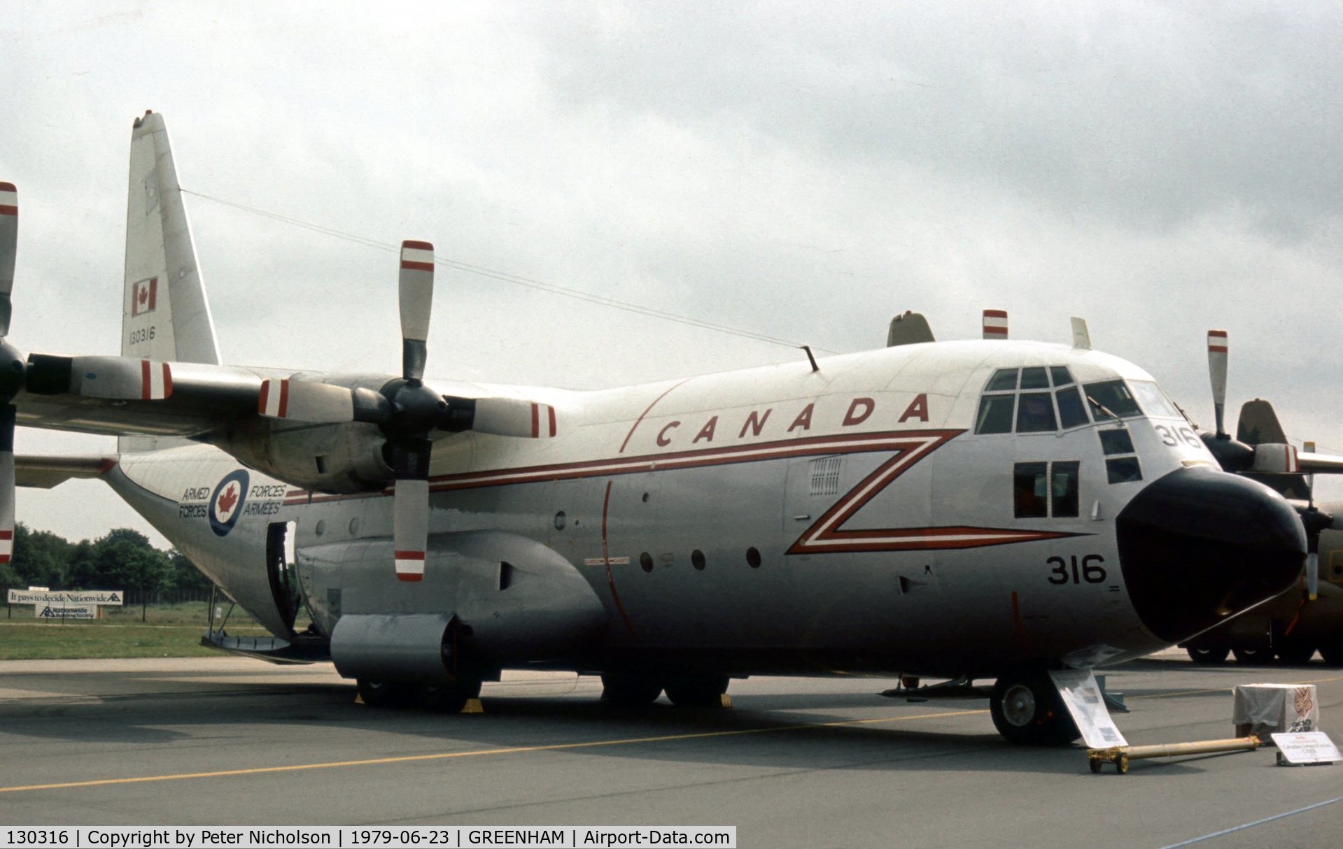 130316, 1965 Lockheed CC-130E Hercules C/N 382-4075, CC-130E Hercules of 435 Squadron Canadian Armed Forces at the 1979 Intnl Air Tattoo at RAF Greenham Comon.