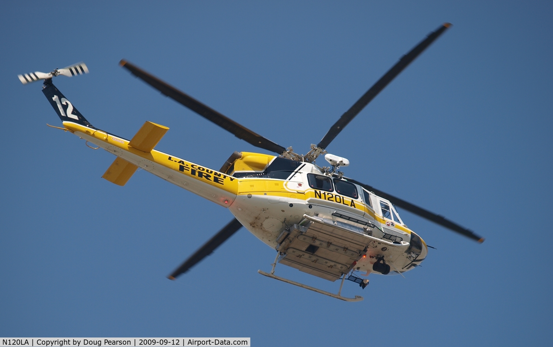 N120LA, 2007 Bell 412EP C/N 36455, LA County Copter 12 over Dodger Stadium
