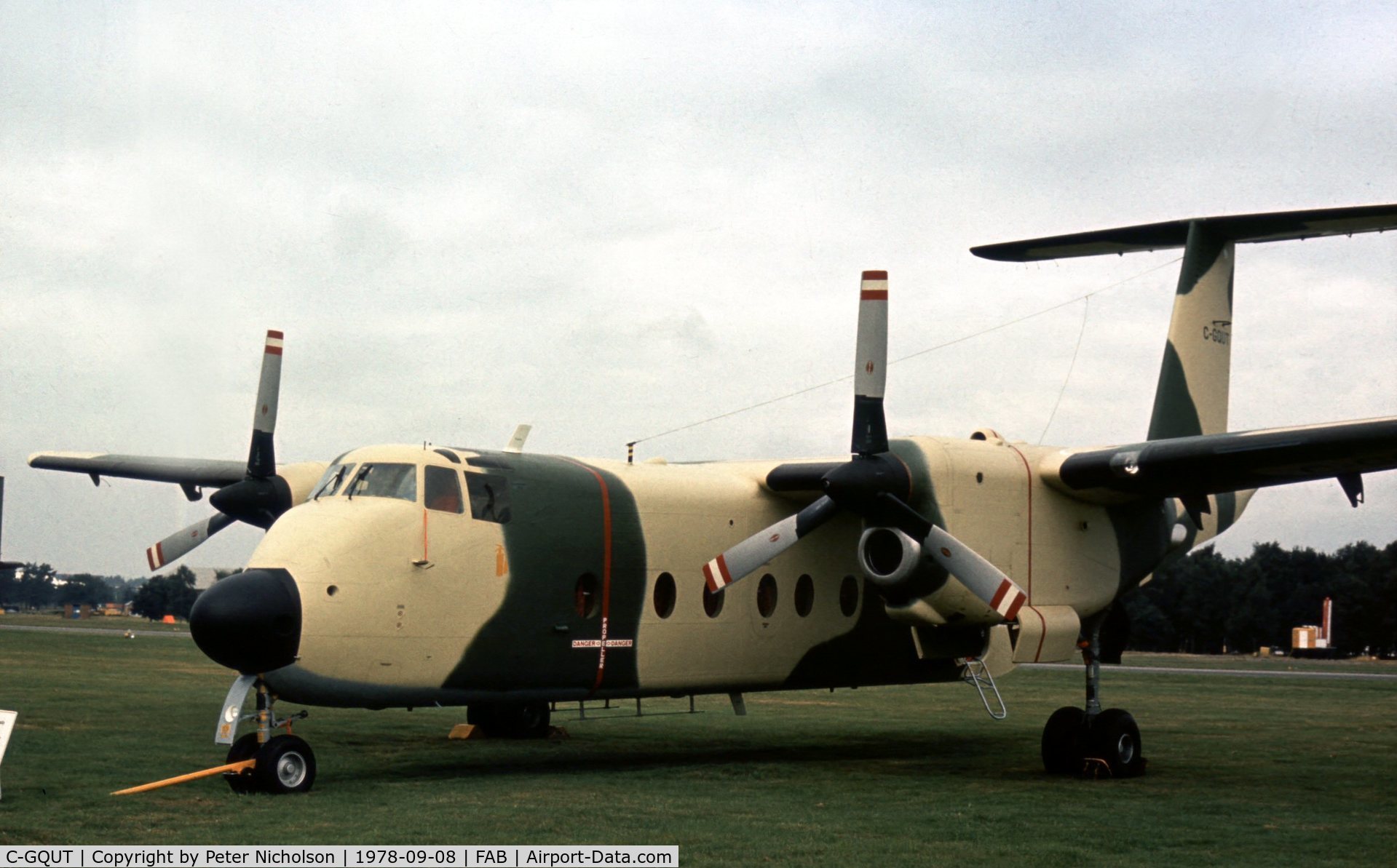 C-GQUT, 1978 De Havilland Canada DHC-5D Buffalo C/N 87, DHC-5D Buffalo demonstrated at the 1978 Farnborough Airshow.