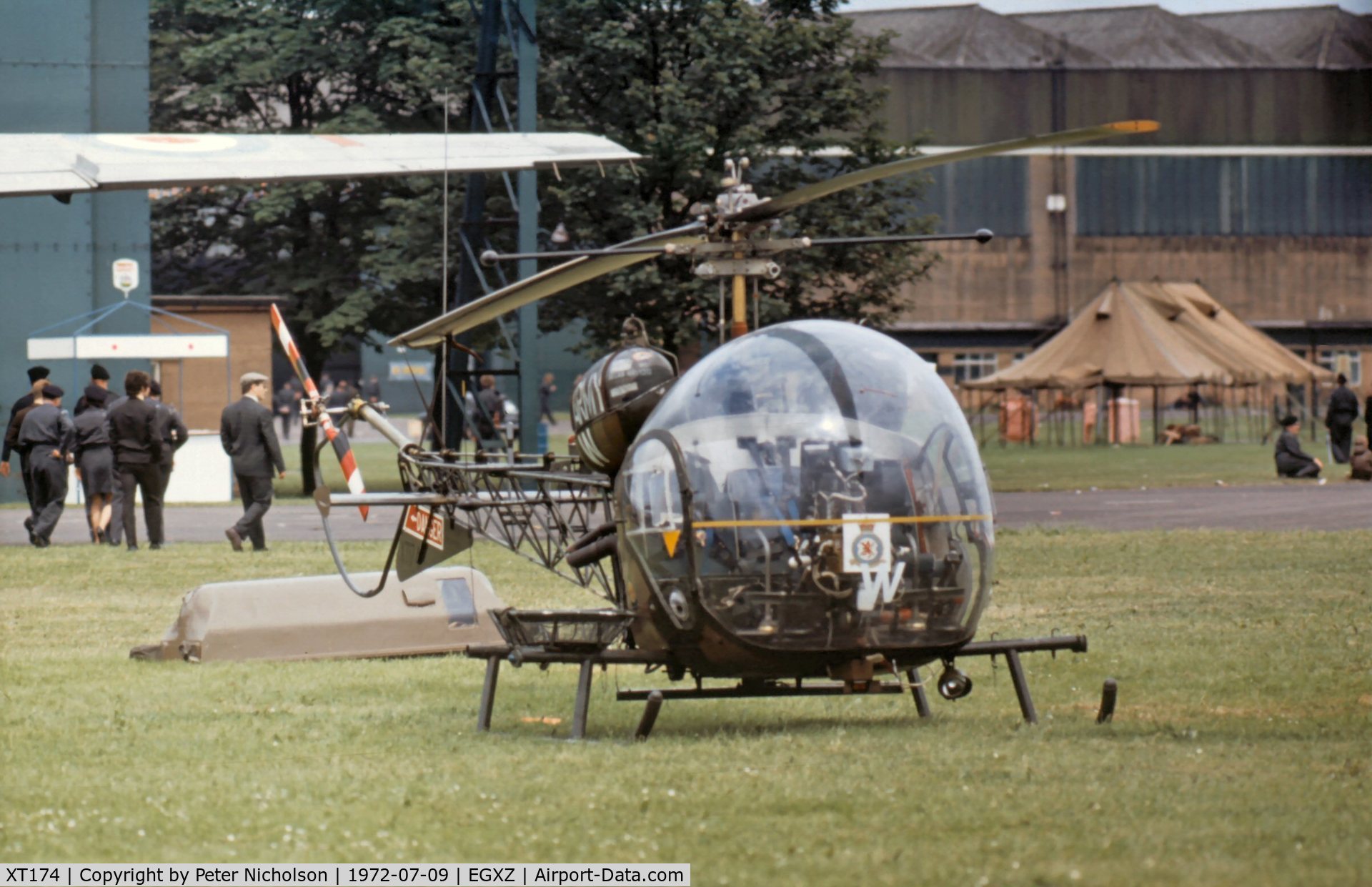 XT174, 1965 Westland Sioux AH.1 C/N WA333, Sioux AH.1 of 666 Squadron at the 1972 RAF Topcliffe Open Day.