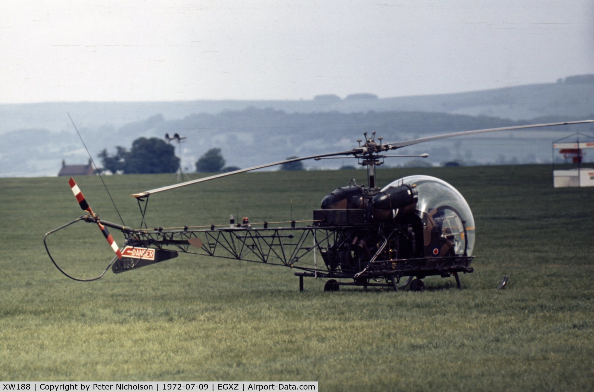 XW188, Westland Sioux AH.1 C/N WA708, Another view of a 666 Squadron Sioux AH.1 at the 1972 RAF Topcliffe Open Day.