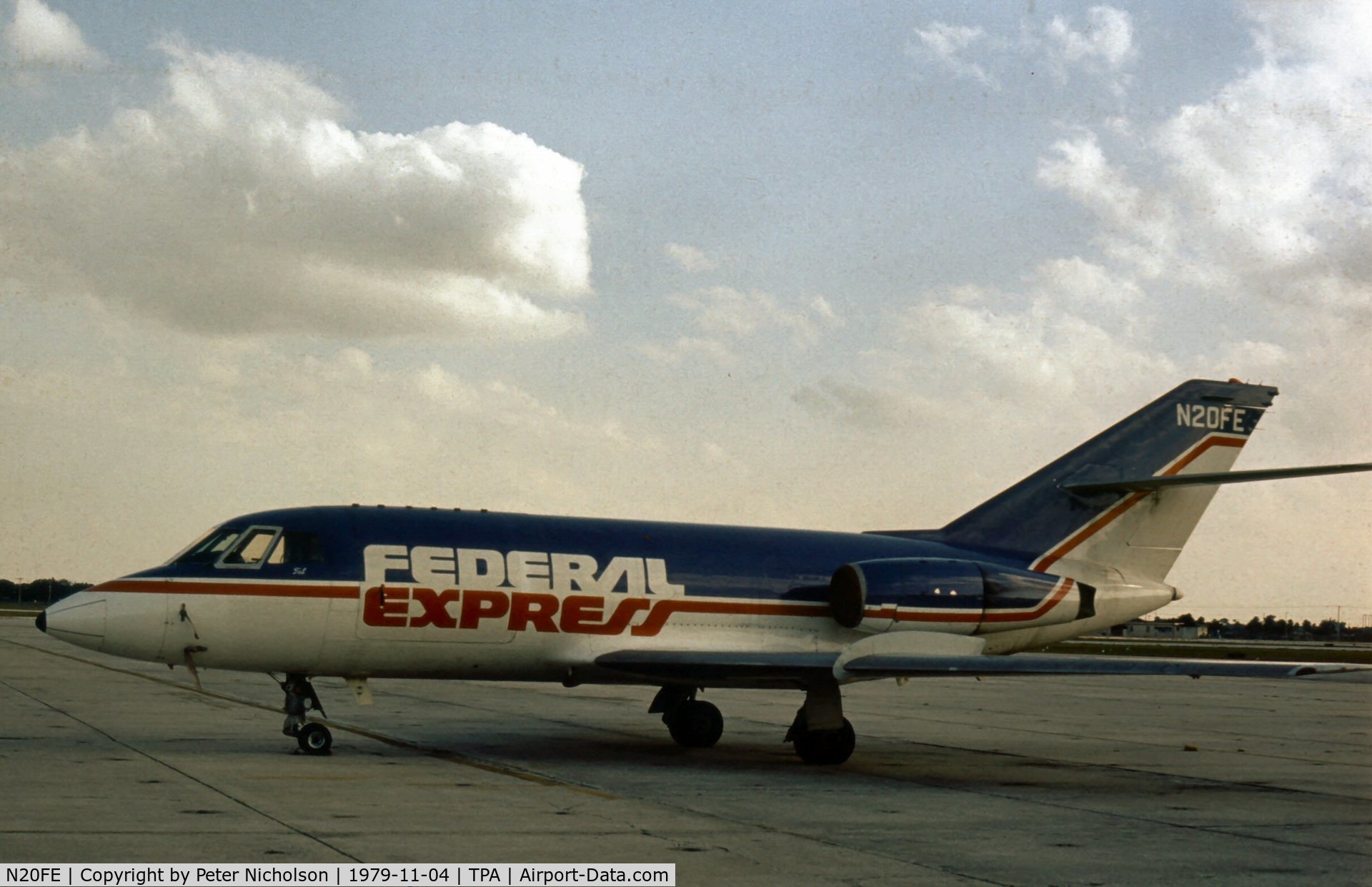 N20FE, Dassault Falcon (Mystere) 20DC C/N 235, Falcon 20 of Federal Express named Tai at Tampa in November 1979.