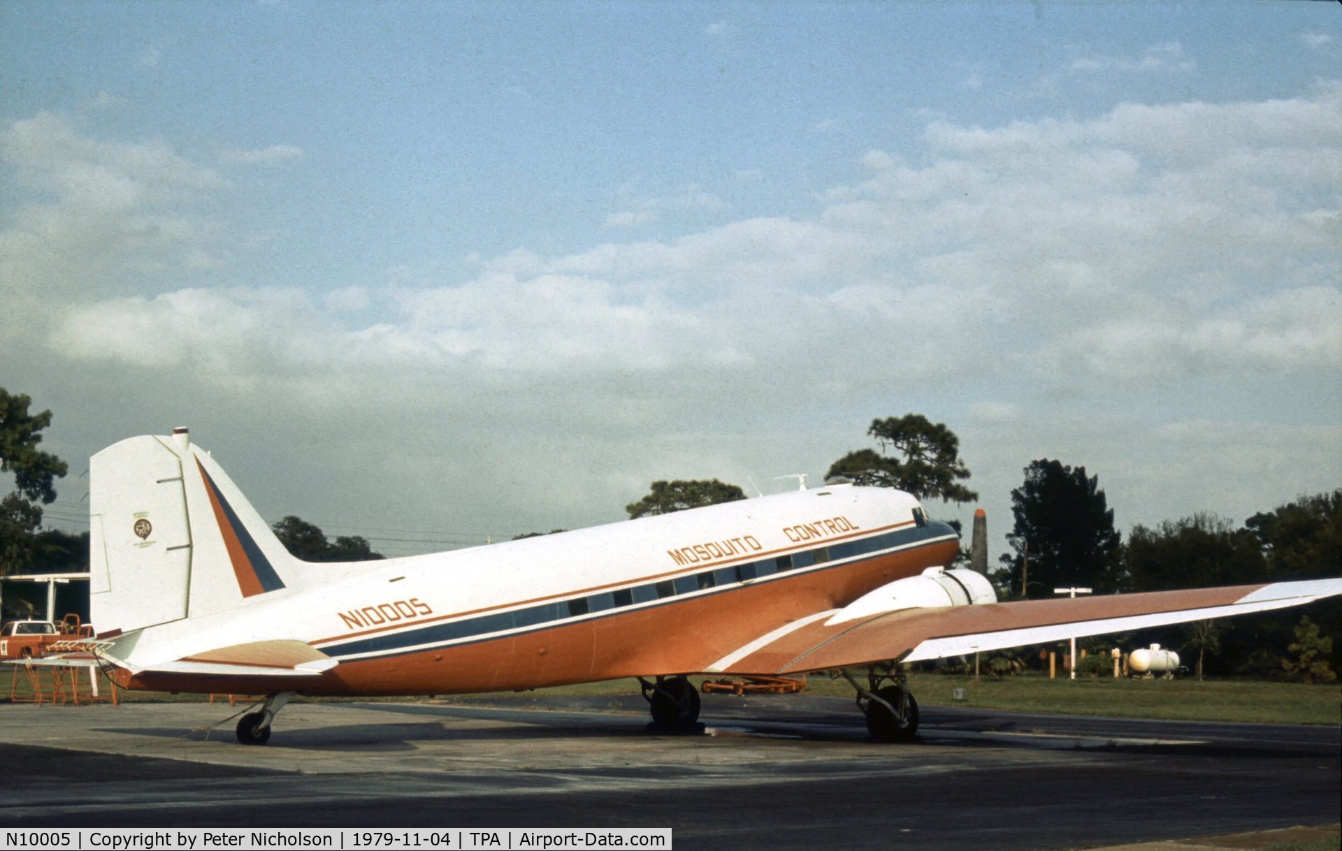 N10005, 1943 Douglas C-47B Skytrain C/N 14082/25527, Mosquito Control C-47A seen at Tampa in November 1979.