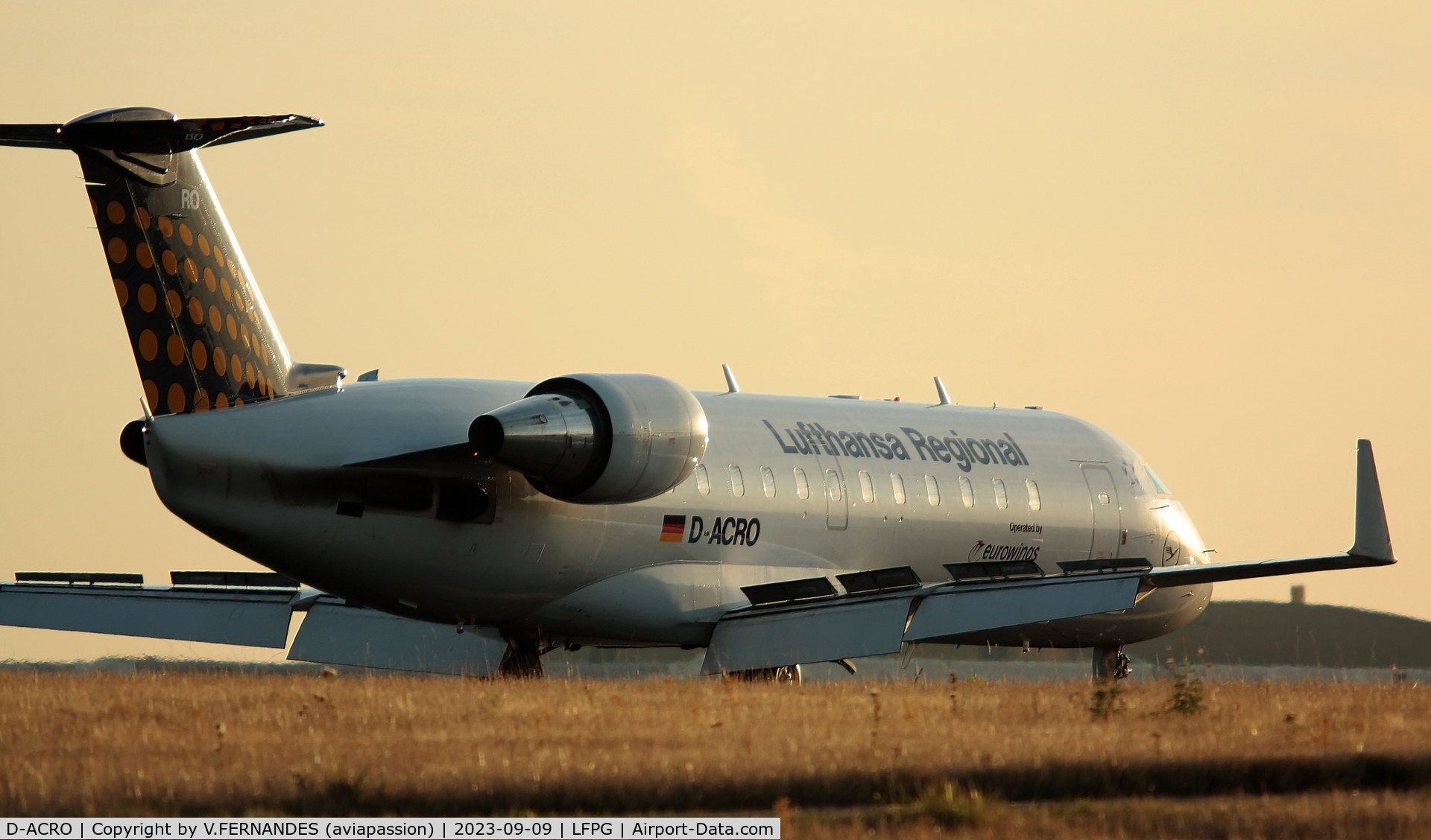 D-ACRO, 2001 Canadair CRJ-200LR (CL-600-2B19) C/N 7494, last sunrise