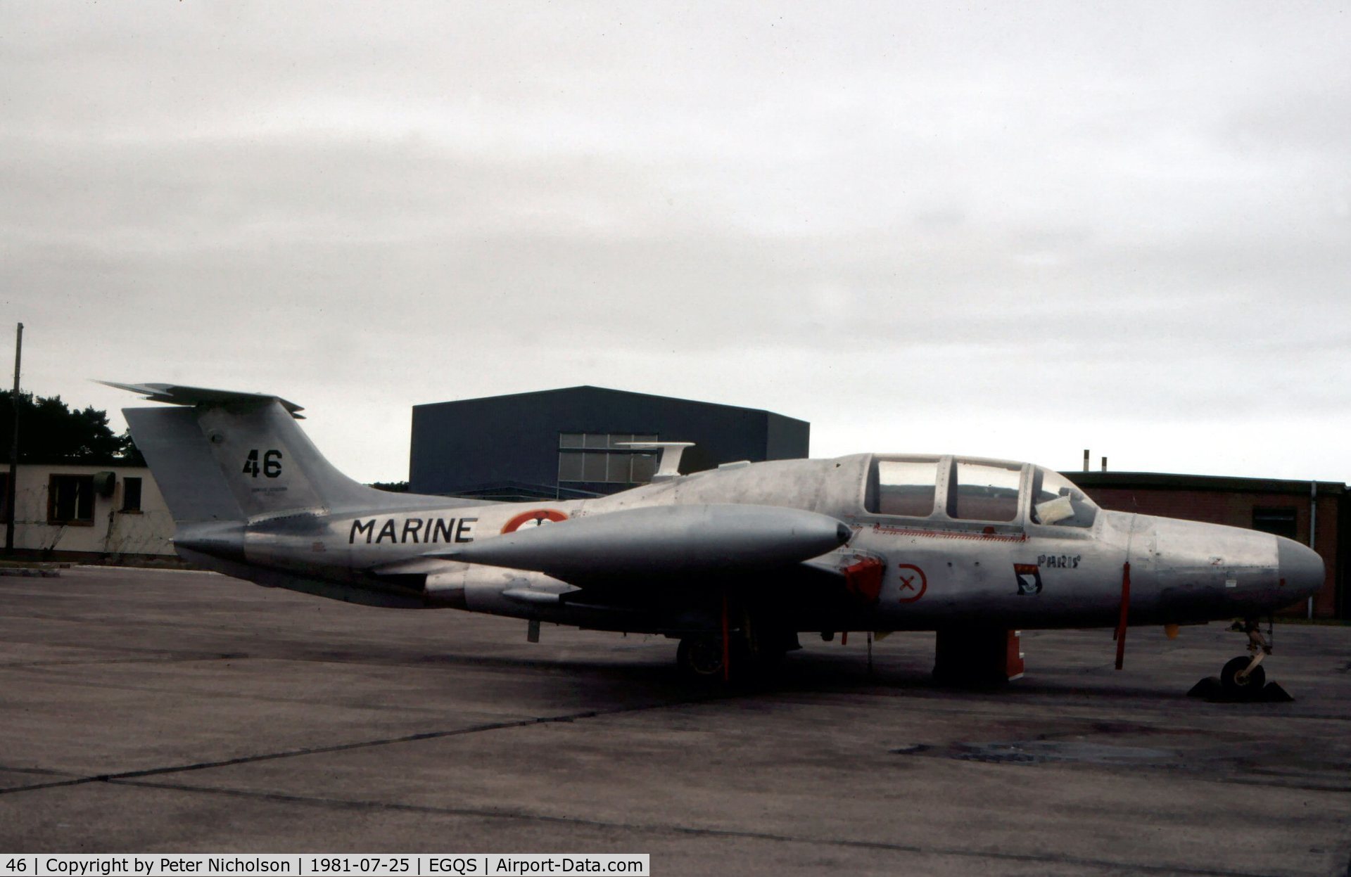 46, Morane-Saulnier MS.760 Paris C/N 46, MS.760 Paris of Aeronavale's SRL unit on display at the 1981 RAF Lossiemouth Airshow.
