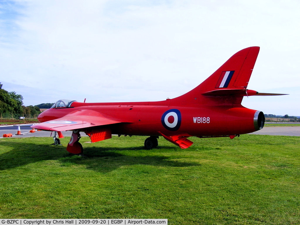 G-BZPC, 1955 Hawker Hunter GA.11 C/N HABL-003061, painted red and wearing the serial no WB188