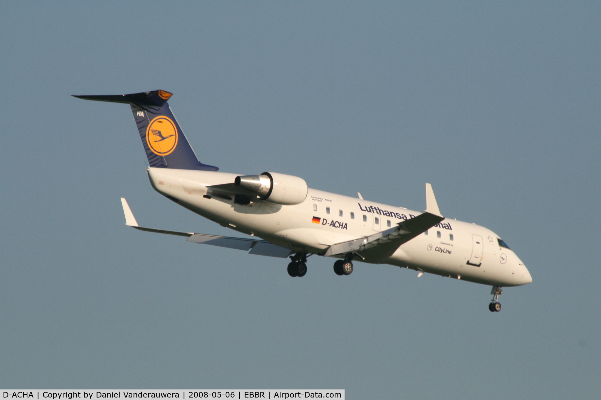 D-ACHA, 2000 Canadair CRJ-200LR (CL-600-2B19) C/N 7378, flight LH4630 is descending to rwy 02