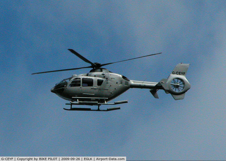 G-CEYF, 1999 Eurocopter EC-135T-1 C/N 0115, DECENDING TOWARDS THE PREMIAIR COMPOUND, PREV REG. P4-XTC, G-HARP