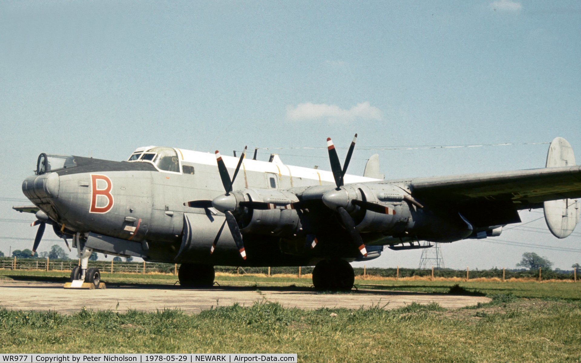 WR977, Avro 716 Shackleton MR.3 C/N Not found WR977, Shackleton MR.3 of the Newark Air Museum as seen in May 1978.