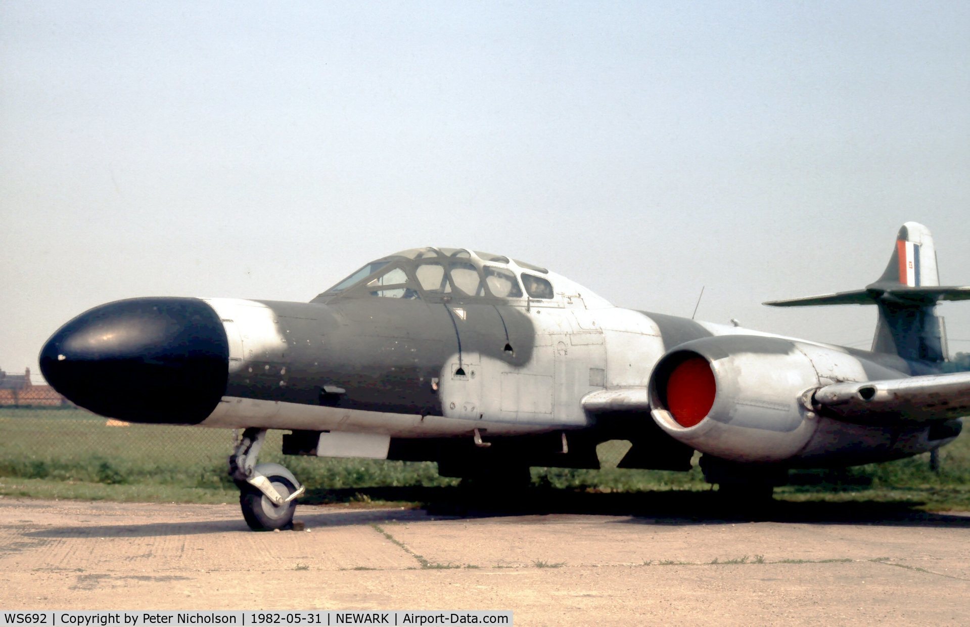 WS692, Gloster Meteor NF.12 C/N Not found WS692, Meteor NF.12 of the Newark Air Museum as seen in May 1982.