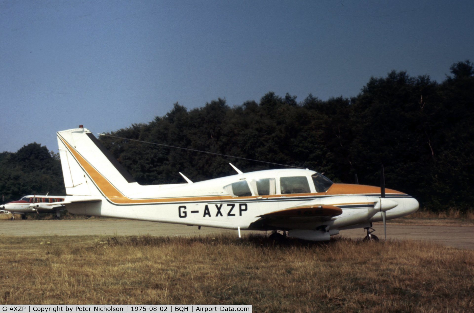 G-AXZP, 1970 Piper PA-E23-250 Aztec C/N 27-4464, This Aztec was seen at Biggin Hill in the Summer of 1975.