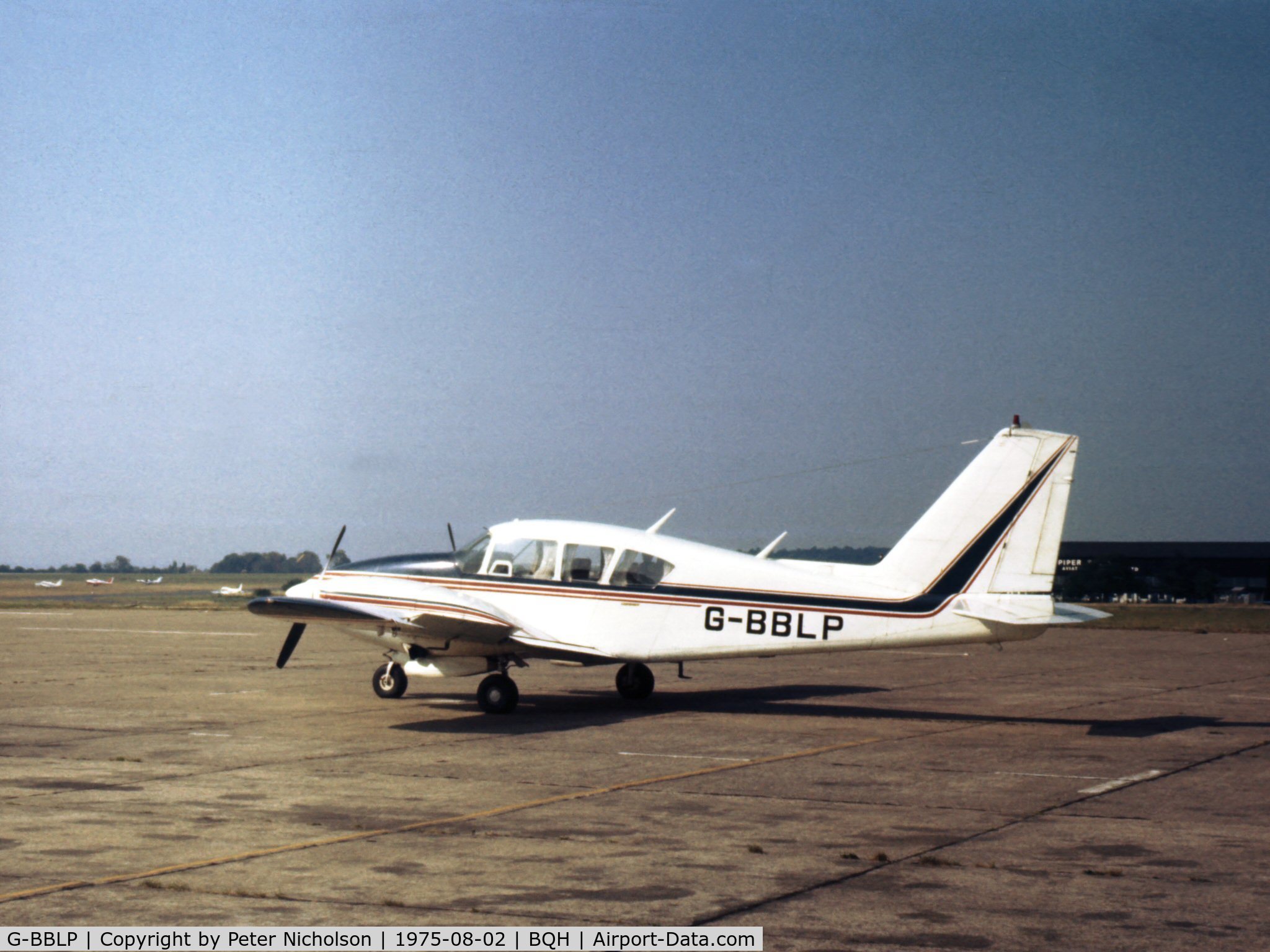 G-BBLP, 1969 Piper PA-23-250 Aztec C/N 27-4136, PA-23 Aztec D seen at Biggin Hill in the Summer of 1975.