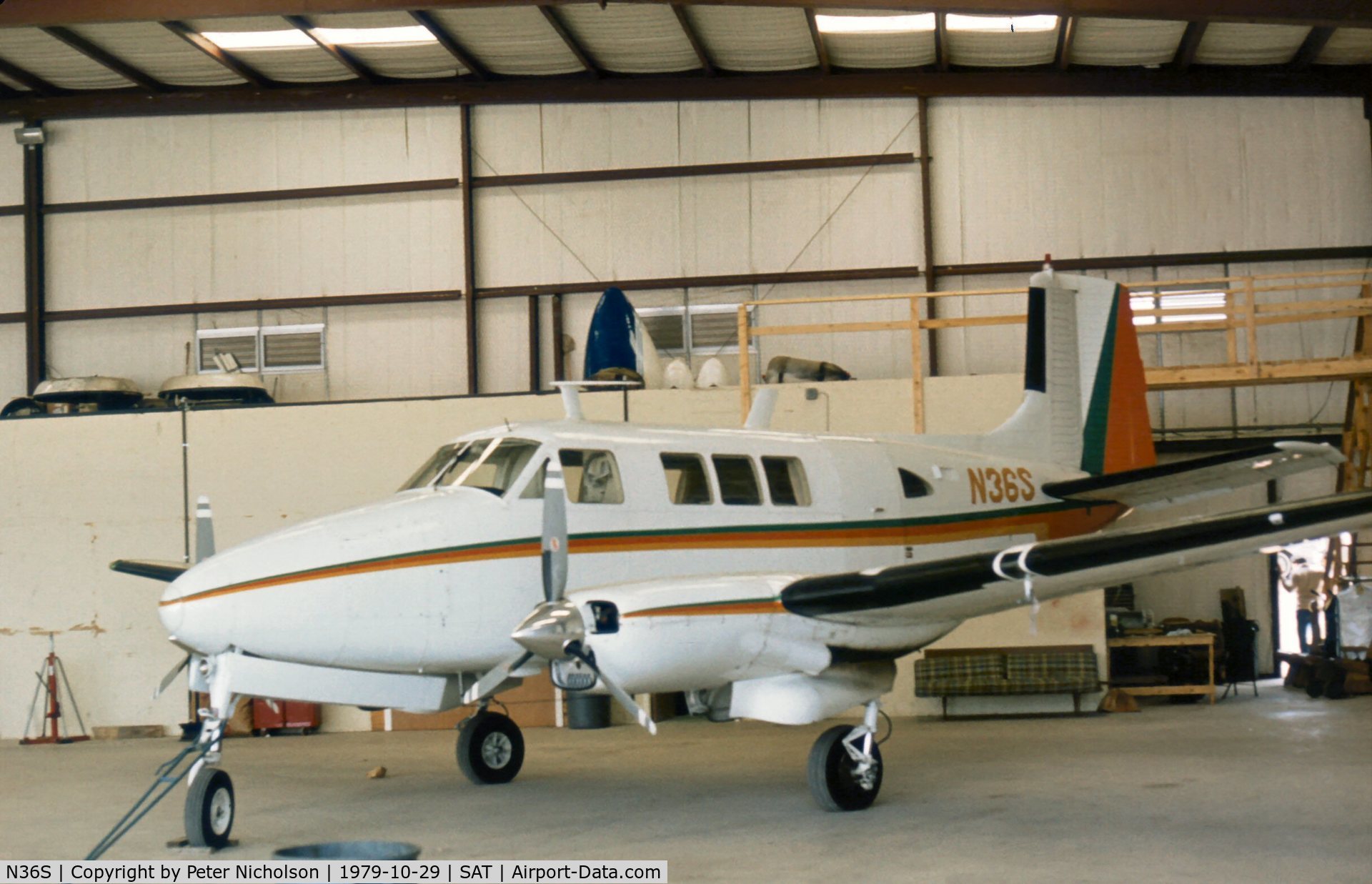 N36S, 1961 Beech 65 Queen Air C/N LC-84, Beech Queen Air as seen at San Antonio in October 1979.