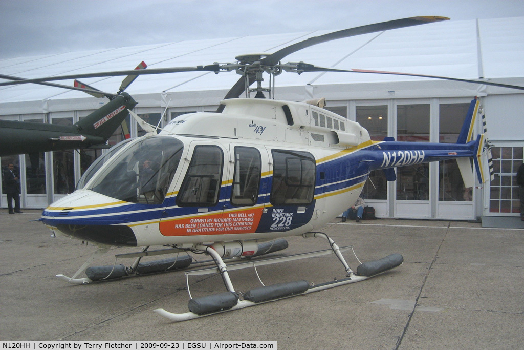 N120HH, 2005 Bell 407 C/N 53661, Exhibited at HeliTech 2009 at Duxford