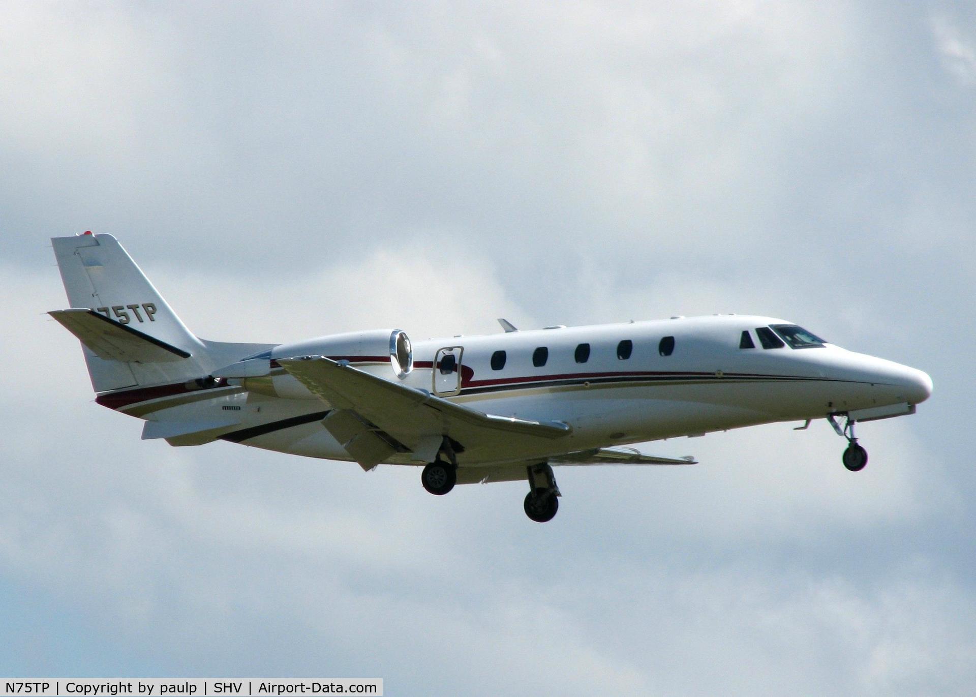 N75TP, 2008 Cessna 560XLS Citation Excel C/N 560-5768, Landing on 23 at Shreveport Regional.