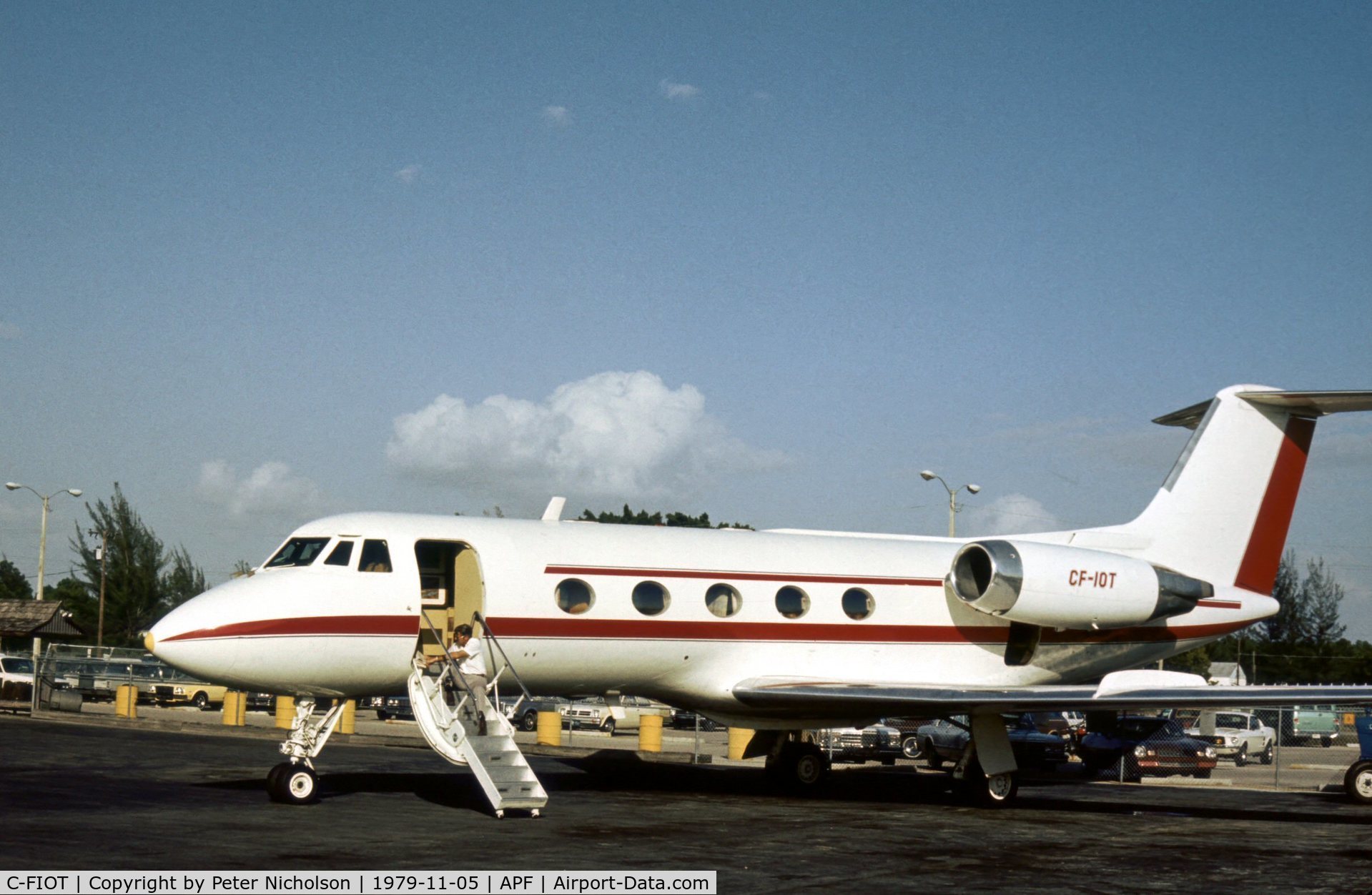 C-FIOT, 1969 Grumman G-1159 Gulfstream II C/N 052, As CF-IOT this Gulfstream II of Imperial Oil Limited was seen at Naples in November 1979.