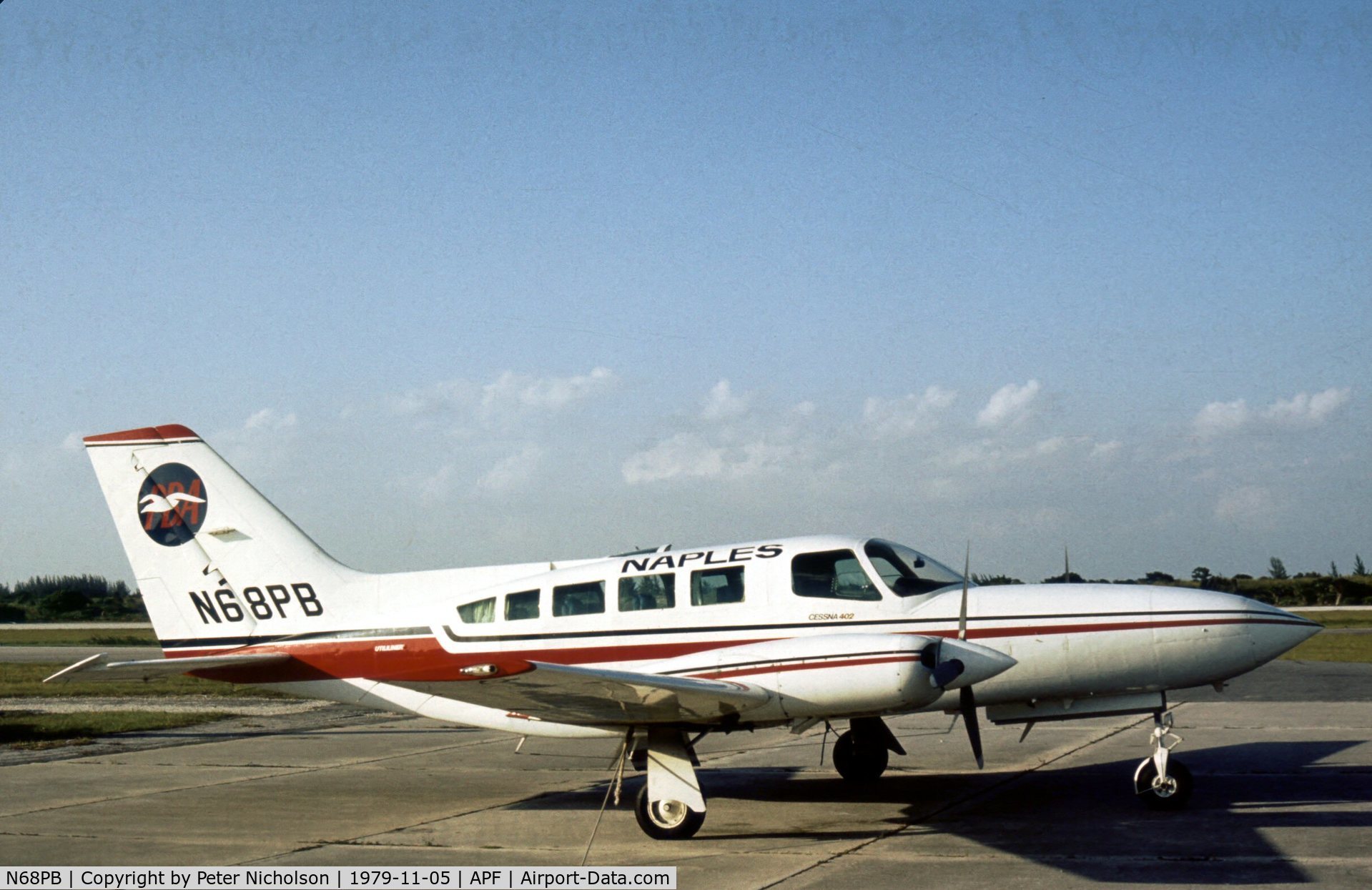 N68PB, 1979 Cessna 402C C/N 402C-0034, Cessna 402C of Naples Airlines division of Provincetown-Boston Airlines as seen at Naples in November 1979.