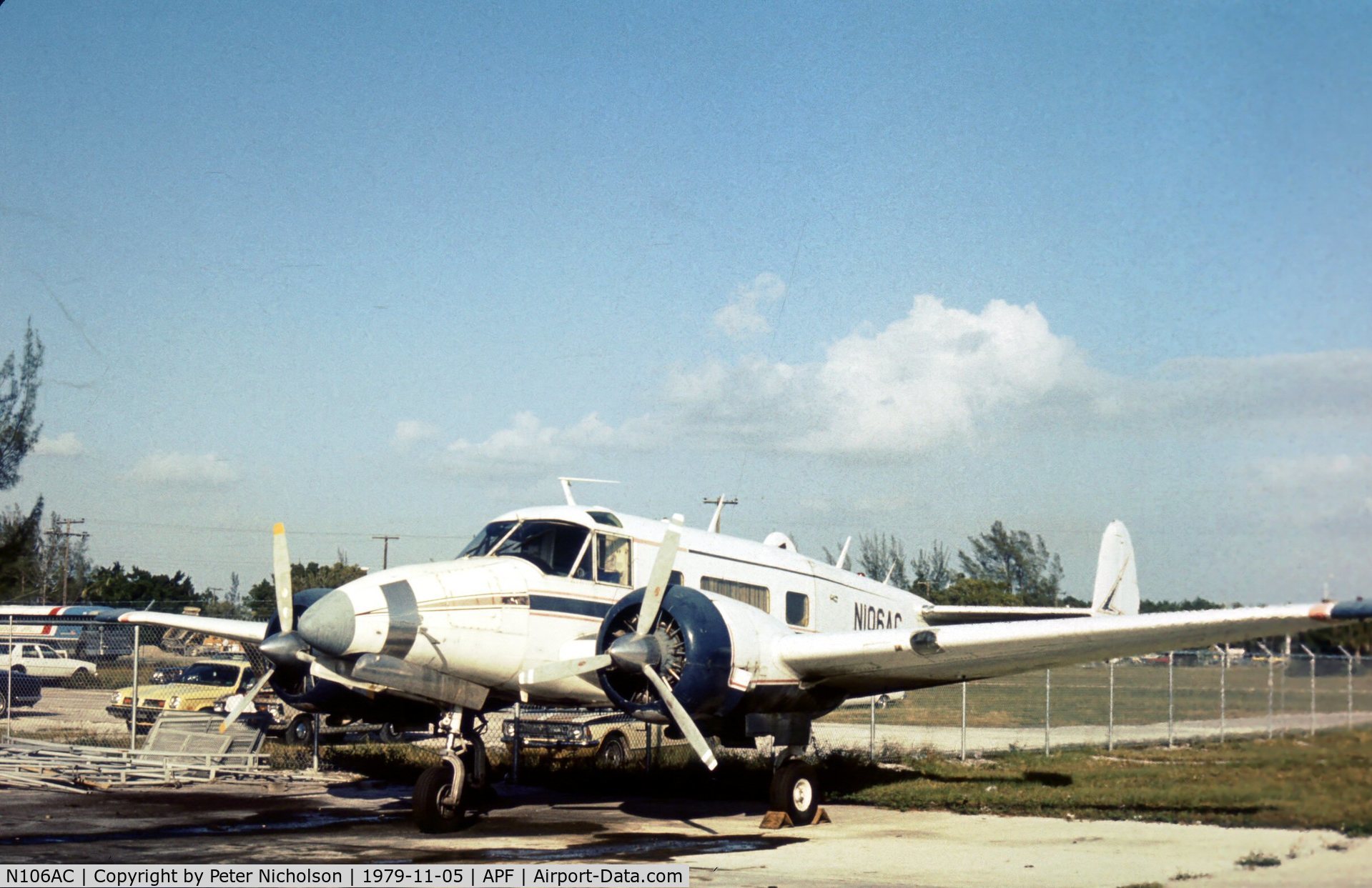 N106AC, 1952 Beech C-45H Expeditor C/N AF.545, C-45H Expeditor ex 52-10615 as seen at Naples in November 1979.