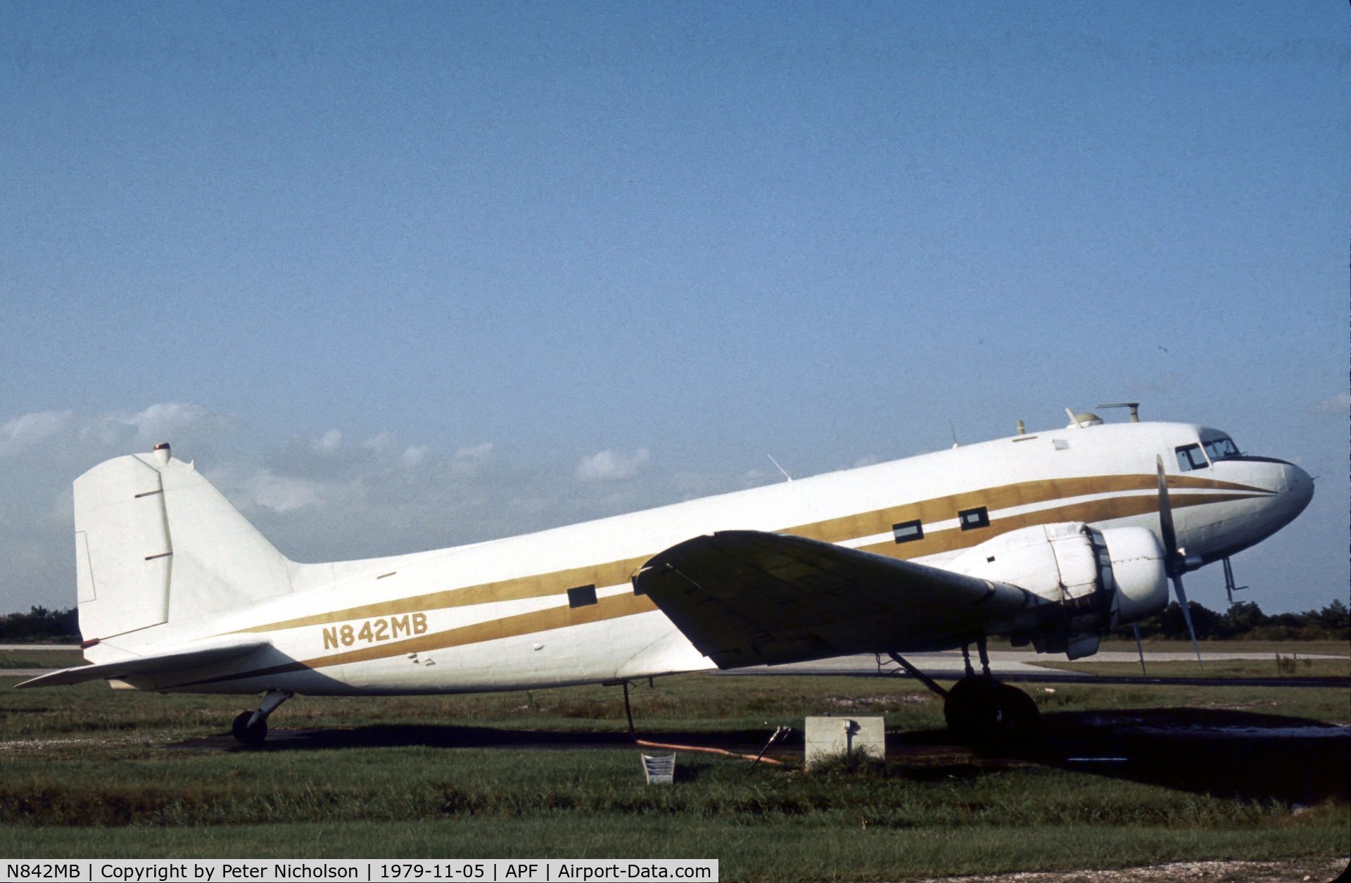 N842MB, 1943 Douglas C-47 C/N 19741, C-47 of Collier Mosquito Control as seen at Naples in November 1979.