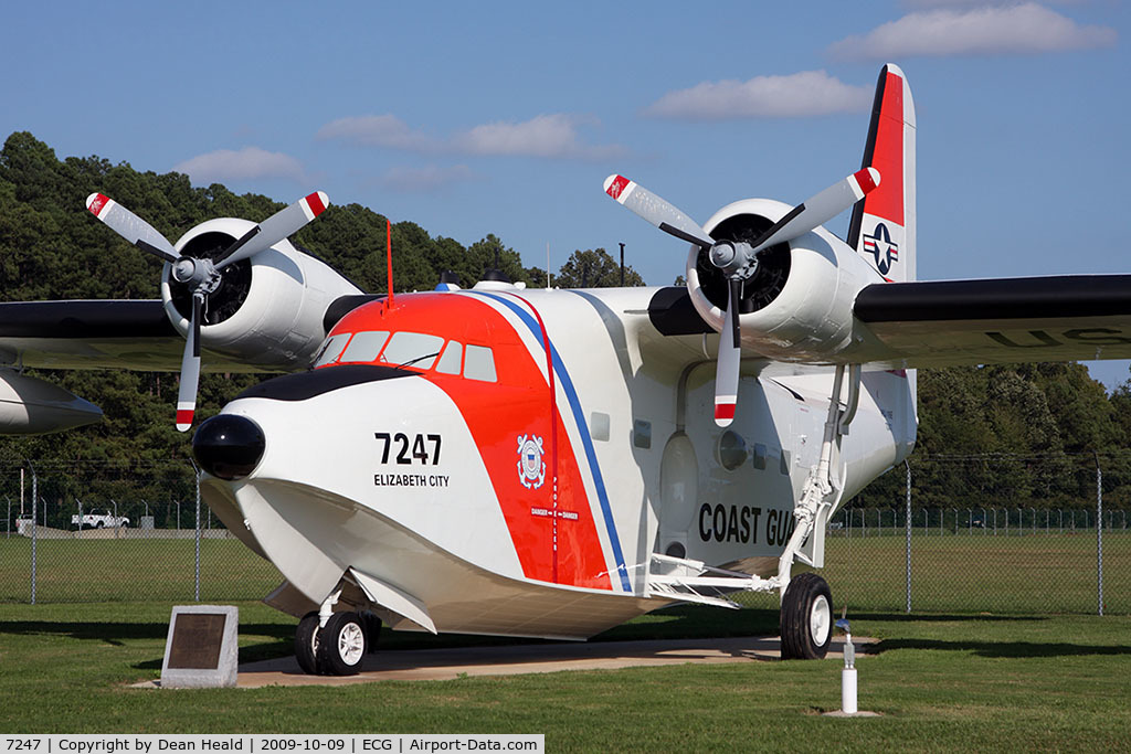 7247, 1951 Grumman UF-1G (HU-16B) Albatross C/N G-336, For 32 years, from May 1951 to March 1983, 88 of these aircraft served in the USCG. It's primary mission was search & rescue. It holds 9 amphibious world records, including longest non-stop distance (including Kodiak, AK to Pensacola, FL - 3,107 miles).