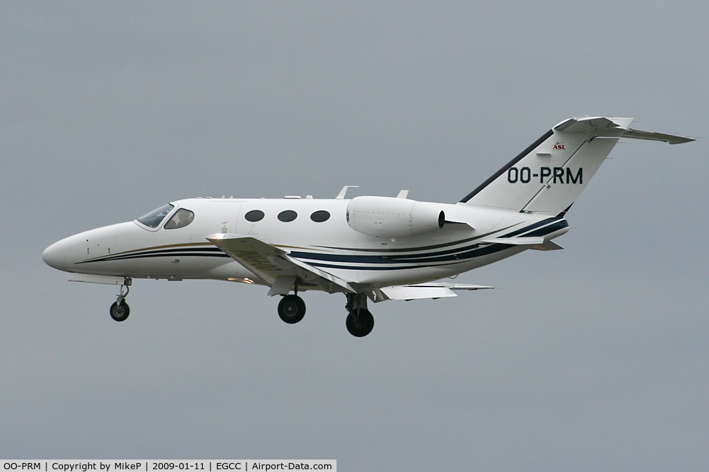 OO-PRM, 2008 Cessna 510 Citation Mustang Citation Mustang C/N 510-0125, Runway 23R arrival.