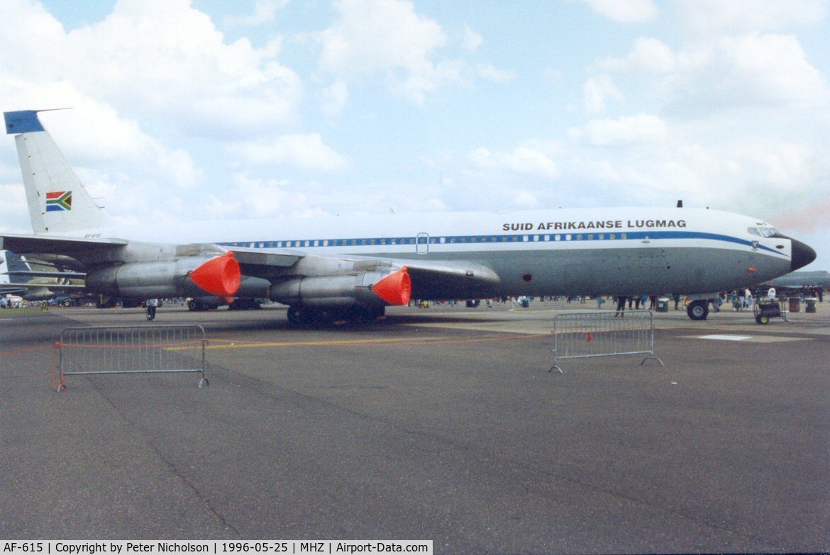 AF-615, 1967 Boeing 707-328C C/N 19522, Boeing 707-328C of 60 Squadron South African Air Force on display at the 1996 Mildenhall Air Fete.