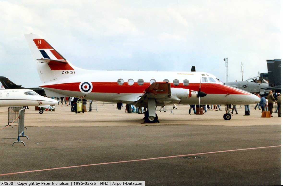 XX500, 1976 Scottish Aviation HP-137 Jetstream T.1 C/N 426, Jetstream T.1 of 45[R] Squadron in the static park of the 1996 Mildenhall Air Fete.