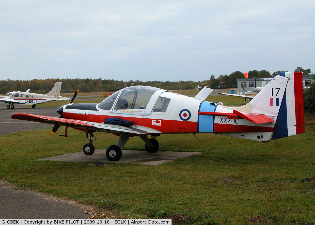 G-CBEK, 1975 Scottish Aviation Bulldog T.1 C/N BH120/349, PARKED UP AFTER AN EARLY MORNING FLIGHT