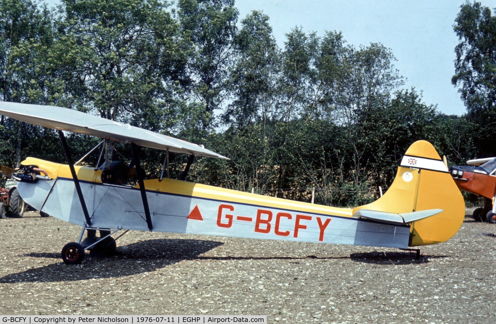 G-BCFY, 1975 Luton LA-4A Minor C/N PFA 824, Another view of the Luton Minor at the 1976 Popham Fly-In.