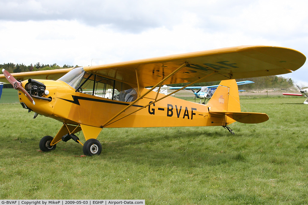 G-BVAF, 1940 Piper J3C-65 Cub Cub C/N 4645, Pictured during the 2009 Microlight Trade Fair.