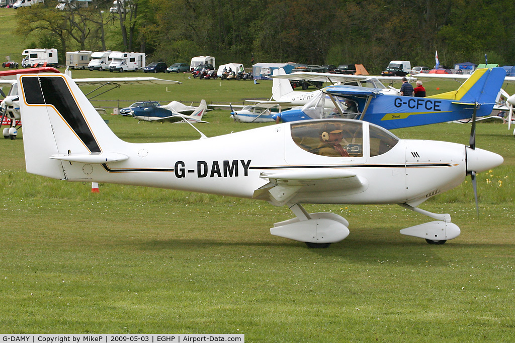 G-DAMY, 1996 Europa Tri Gear C/N PFA 247-12781, Pictured during the 2009 Microlight Trade Fair.