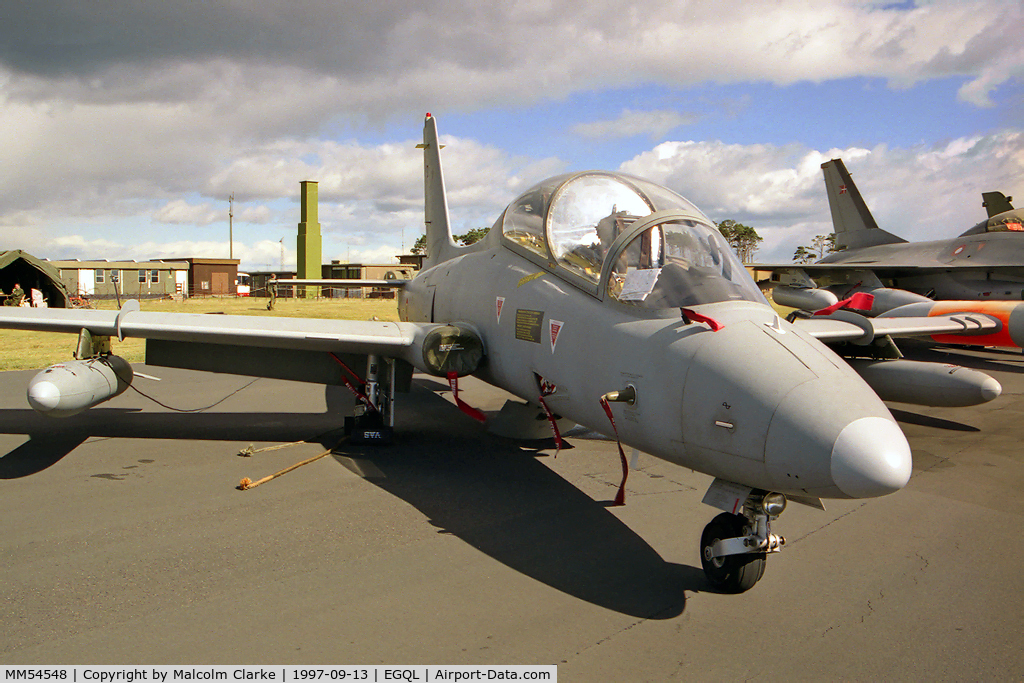 MM54548, Aermacchi MB-339A C/N 6769/164/AA080, Flown by 61° Stormo and based at Lecce, seen at RAF Leuchars' Battle of Britain Air Show in 1997.