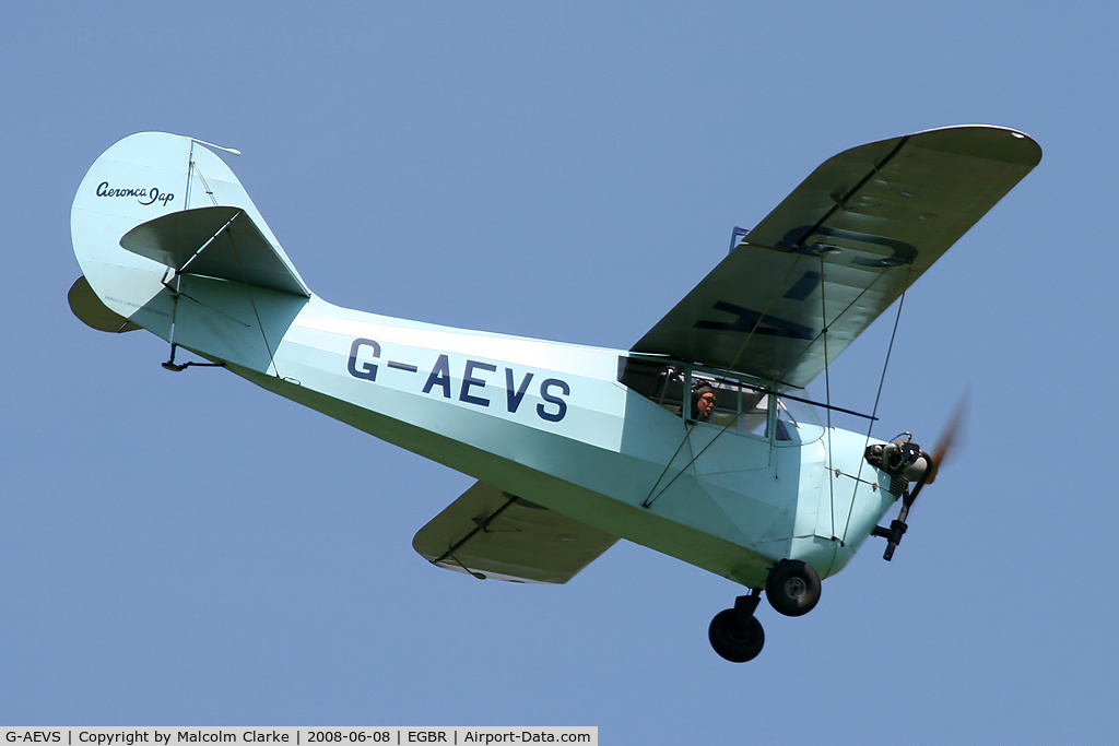 G-AEVS, 1937 Aeronca 100 C/N AB114, AERONCA 100. A popular subject at every Real Aeroplane Company event and seen here at Breighton's Auster Fly-In & 'At Home Day'.