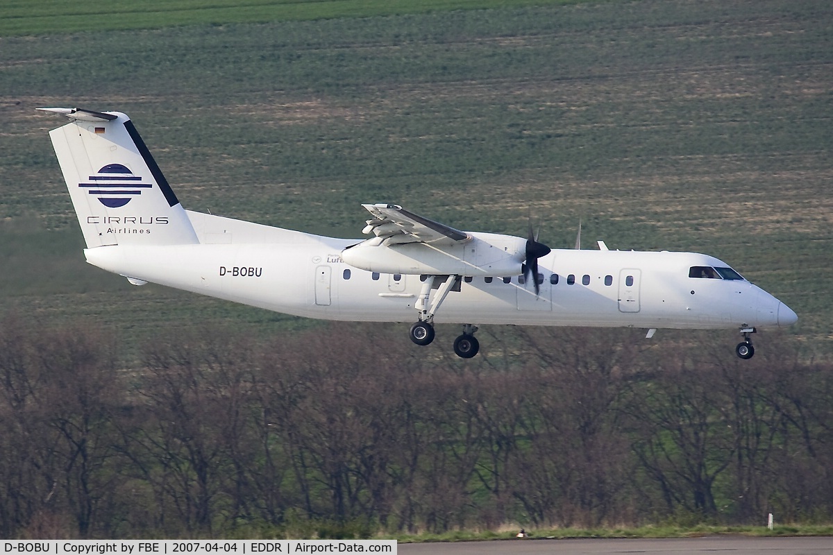 D-BOBU, 1991 De Havilland Canada DHC-8-311 Dash 8 C/N 252, Cirrus DHC8-311A during final corrections prior touchdown