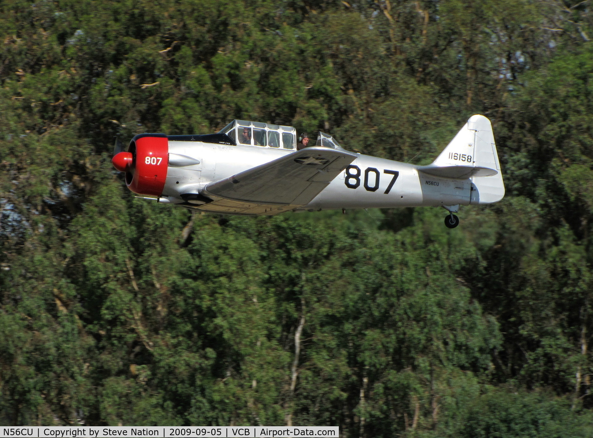 N56CU, 1941 North American AT-6A Texan C/N 786536, 1941 North American/victoria Mnt Lt AT-6A #807 flyby @ 