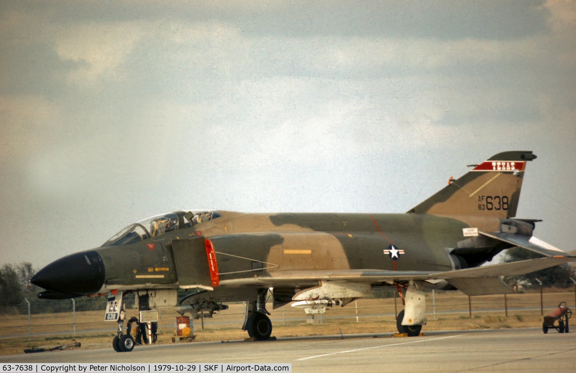63-7638, 1963 McDonnell F-4C Phantom II C/N 734, Another of 182nd Tactical Fighter Squadron's Phantoms seen at Kelly AFB in October 1979.
