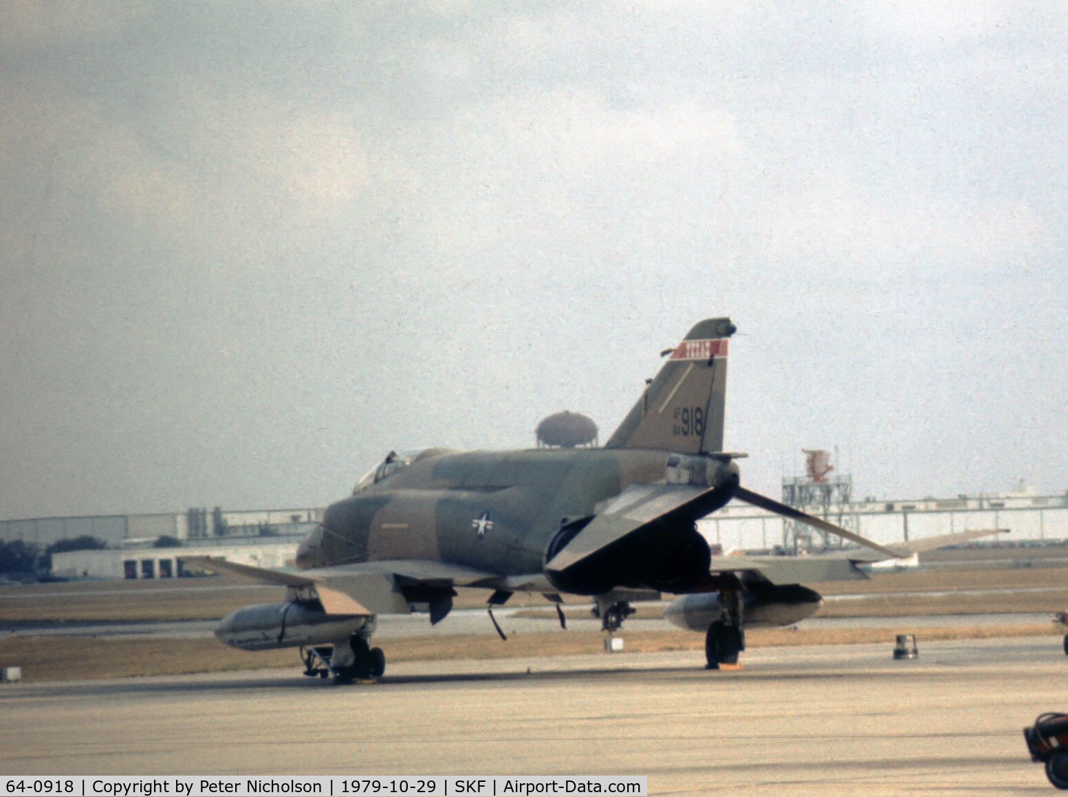 64-0918, 1964 McDonnell F-4C Phantom II C/N 1387, F-4C Phantom of 182nd Tactical Fighter Squadron Texas ANG seen at Kelly AFB in October 1979.