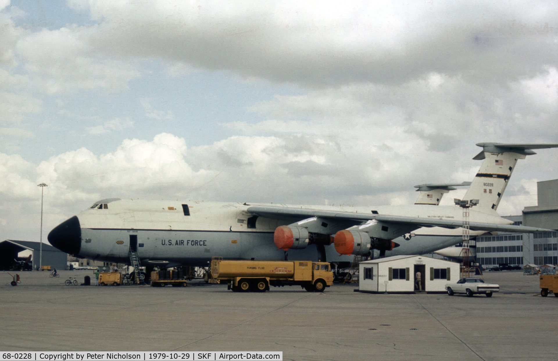 68-0228, 1968 Lockheed C-5A Galaxy C/N 500-0031, C-5A Galaxy of 60th Military Airlift Wing seen at Kelly AFB in October 1979.