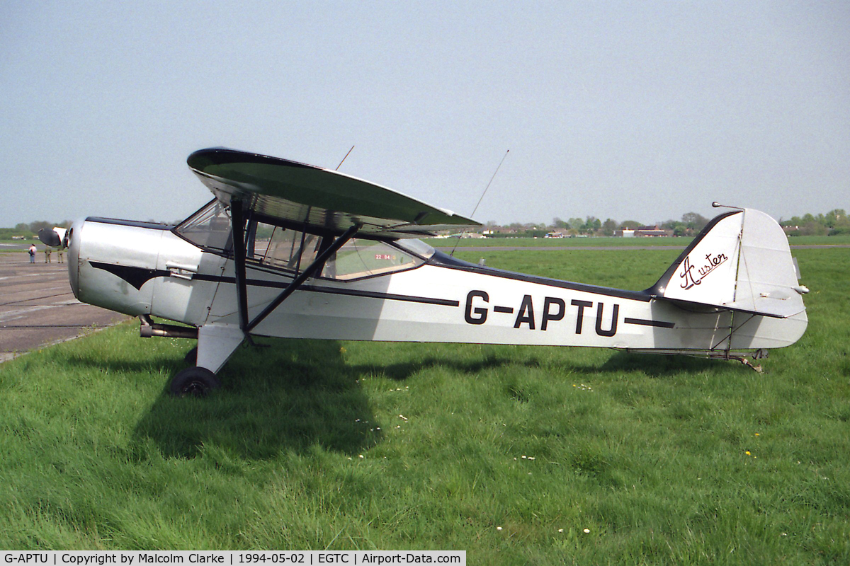 G-APTU, 1959 Auster 5A C/N 3413, Auster 5. Built 1959. Seen here at Cranfield Airfield, UK in May 1994.
