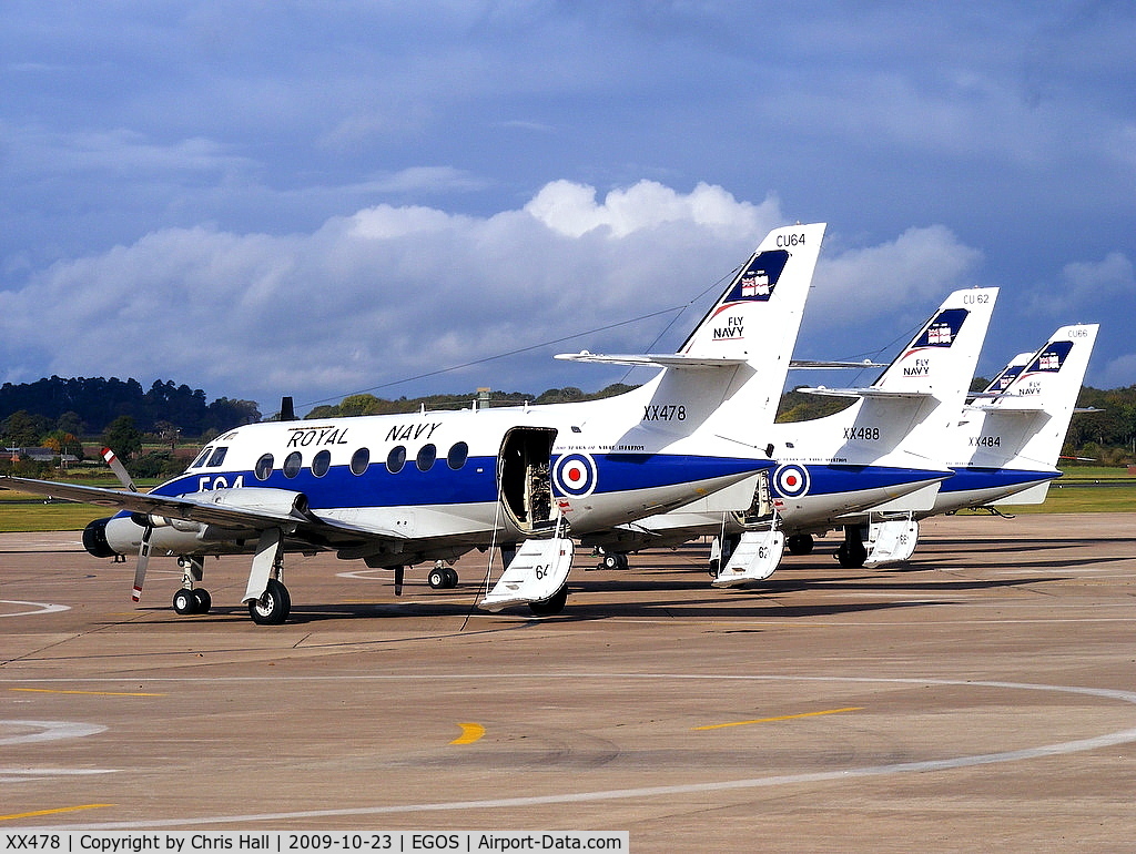 XX478, 1970 Scottish Aviation HP-137 Jetstream T.2 C/N 261, Royal Navy, 750 NAS, with XX488, XX484 and ZA111