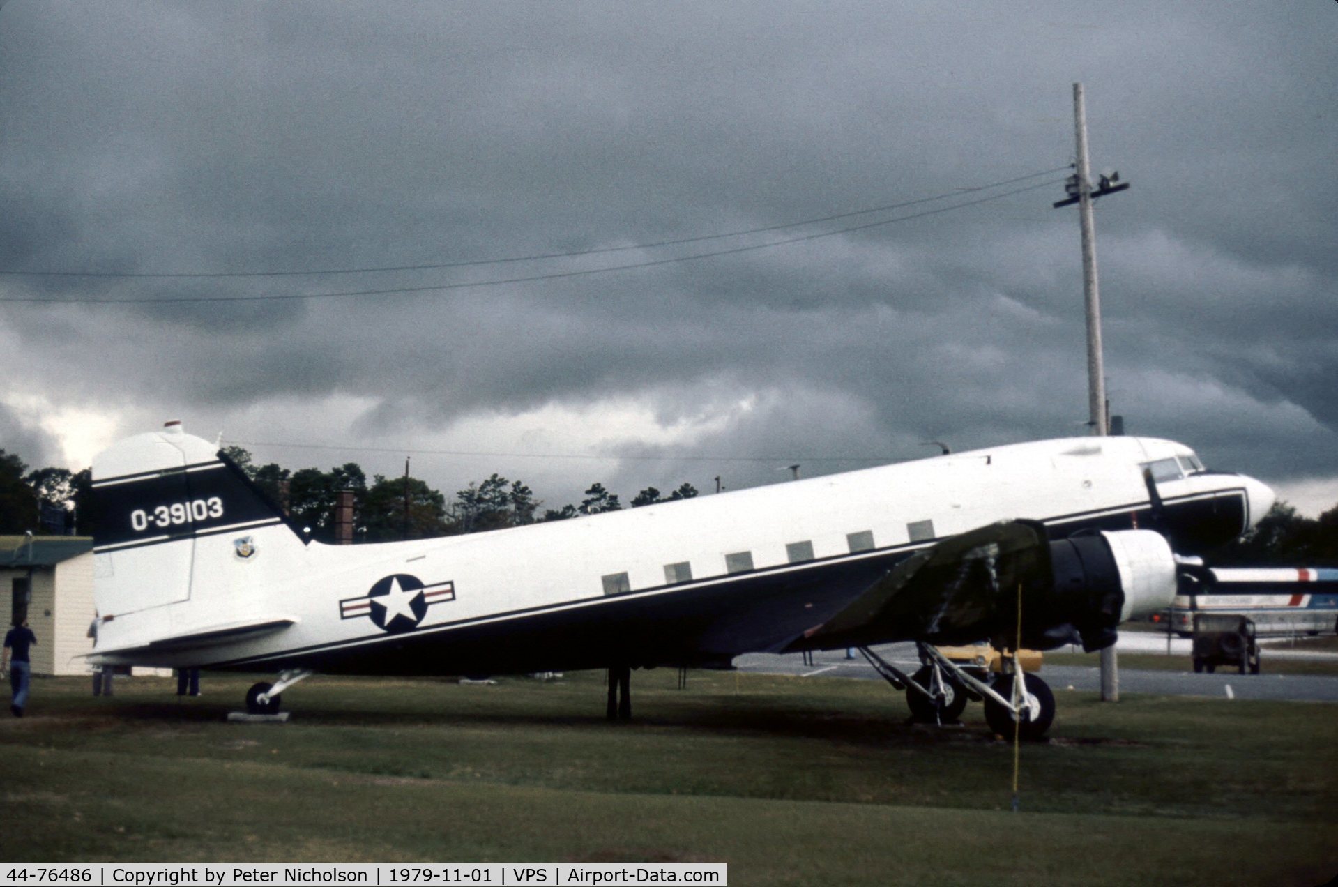 44-76486, 1944 Douglas C-47B-25-DK (R4D-7) Skytrain C/N 16070, In 1979 this Skytrain was displayed at the USAF Armament Museum in US Army markings as a NC-47B model.