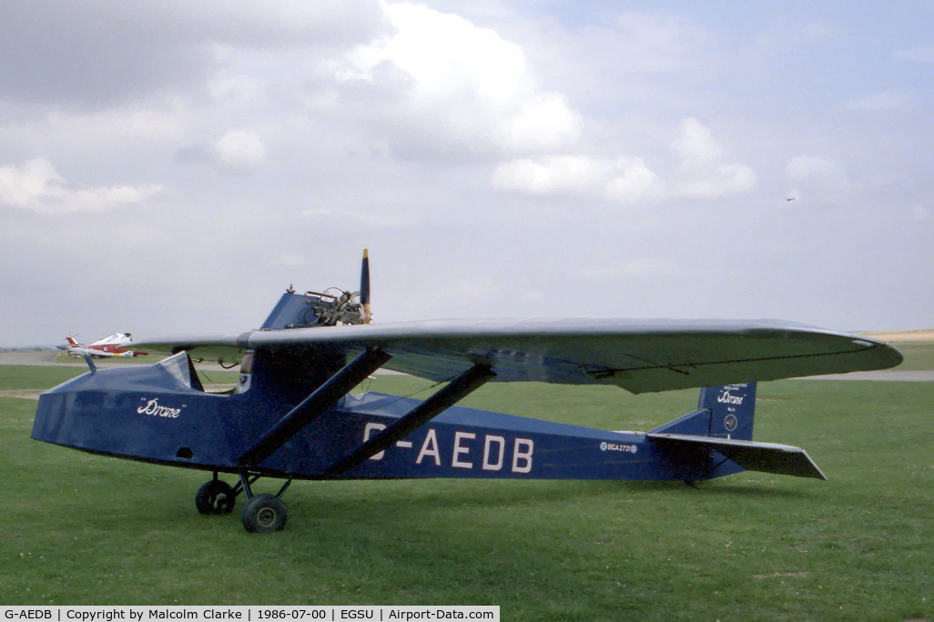 G-AEDB, 1936 BAC Drone C/N 13, BAC Drone. Built 1936 and seen here at The Imperial War Museum, Duxford in 1986.